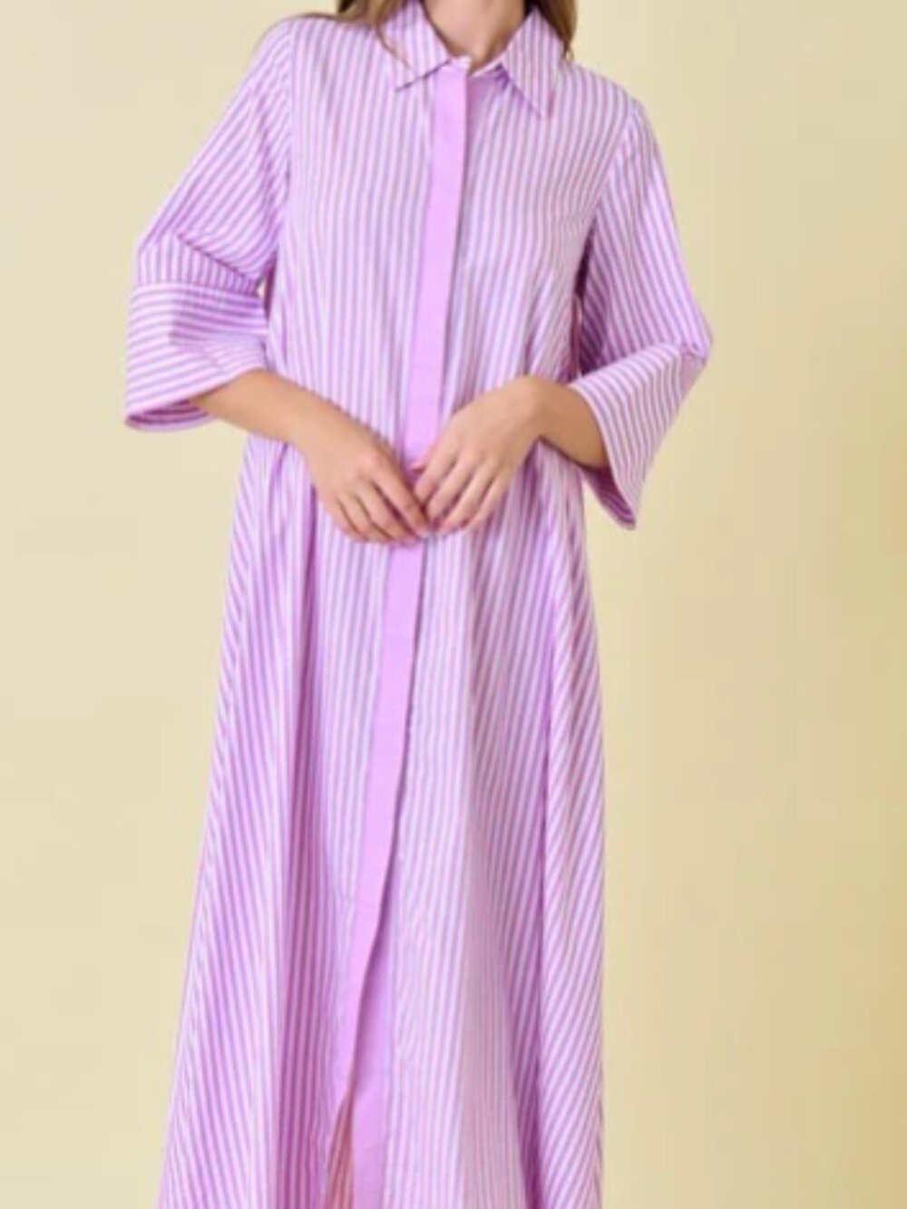 *Like New* Orchid Striped Maxi Shirt Dress